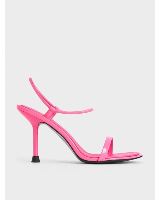 Charles & Keith Pink Stiletto-heel Ankle-strap Pumps
