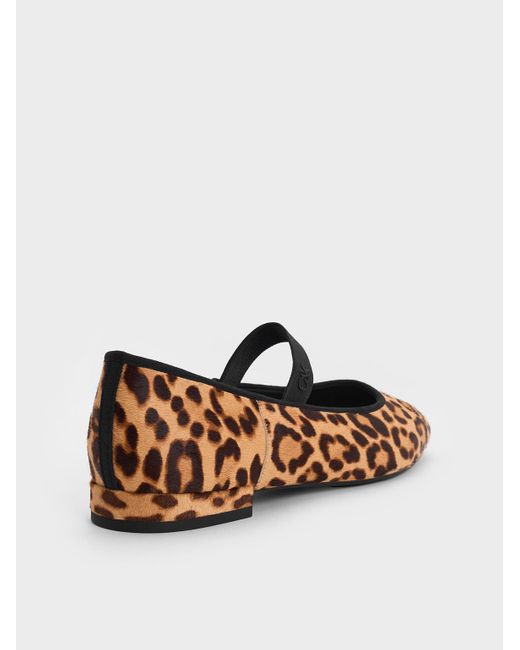 Charles & Keith White Leopard-Print Textured Mary Jane Flats