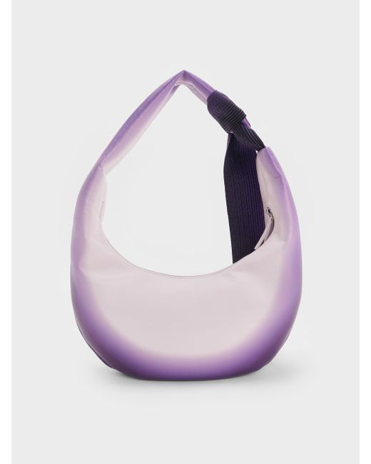 Charles & Keith Purple Toni Gradient Knotted Crescent Hobo Bag