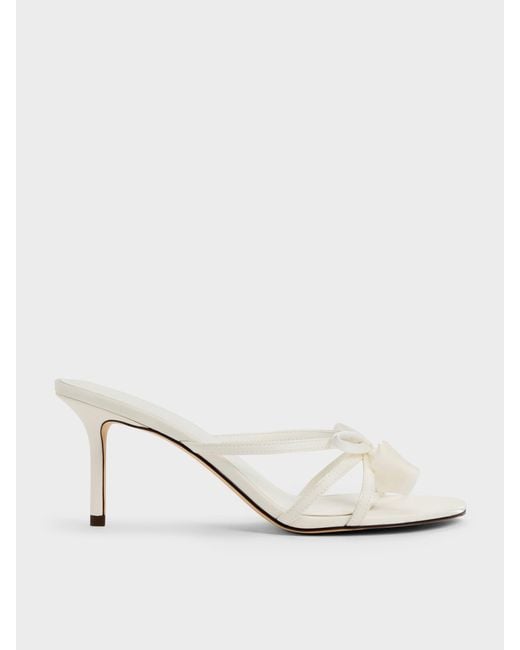 Charles & Keith Natural Bow Flower-Pearl Heeled Mules