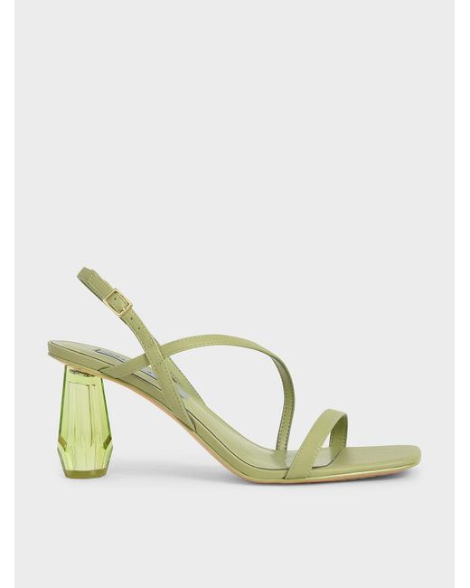 Charles & Keith Green See-through Sculptural Heel Sandals