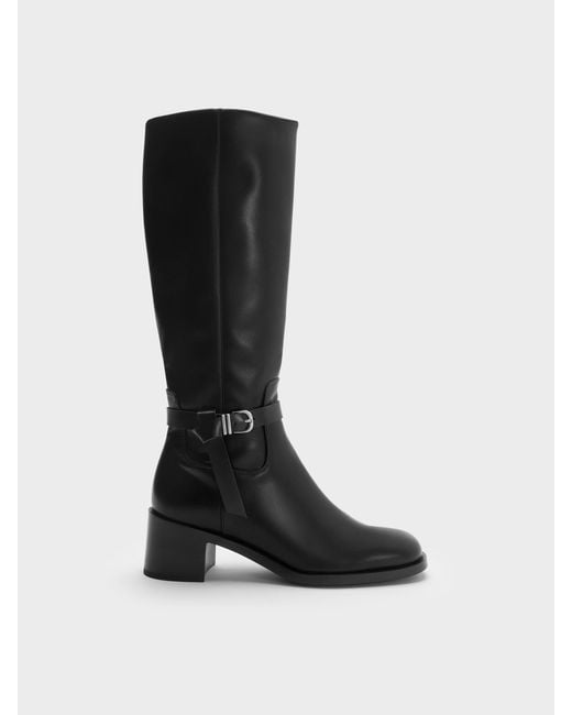 Charles & Keith Black Eliza Knee-High Boots