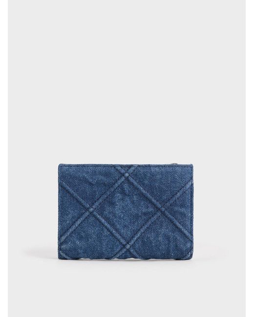 Charles & Keith Eleni Denim Quilted Wallet in Blue Lyst