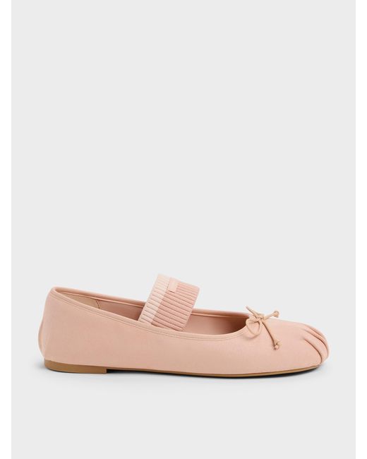 Charles & Keith Pink Winona Faux Suede Mary Jane Flats