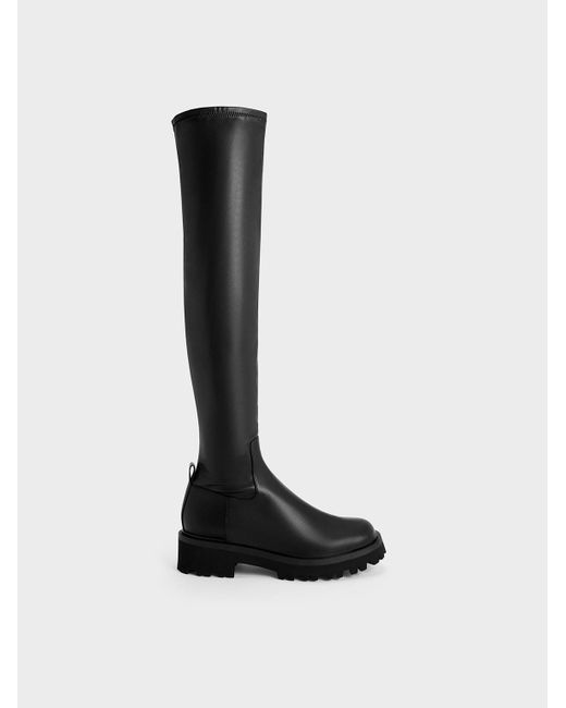 Charles & Keith Platform Thigh High Boots in Black | Lyst