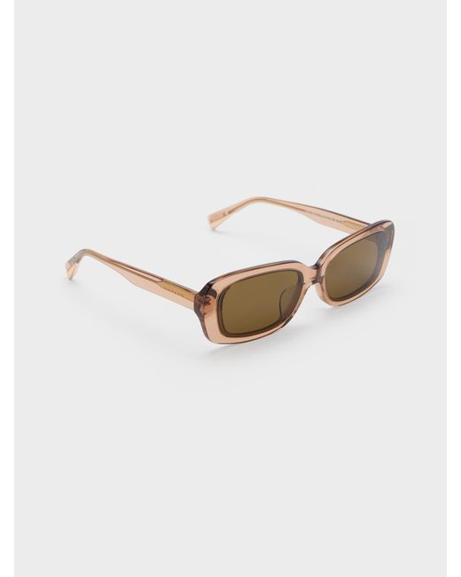 Charles & Keith Natural Aubrey Rectangular Sunglasses