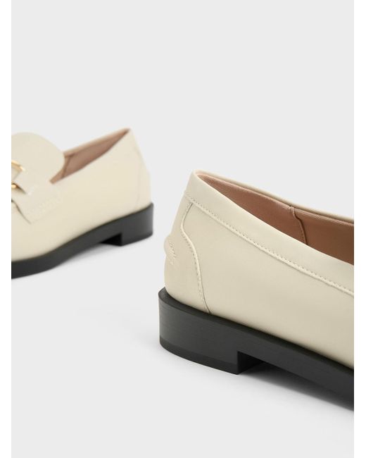 Charles & Keith White Metallic-accent Loafers