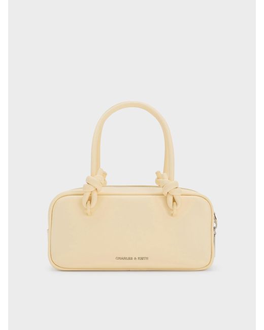 Charles & Keith Natural Sammie Knotted-Handle Boxy Bag