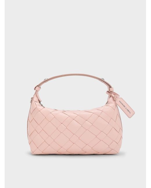 Charles & Keith Pink Ivette Woven Shoulder Bag