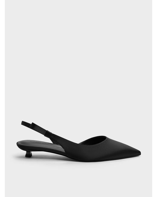 Charles & Keith Multicolor Brantley Bow Slingback Kitten Heels
