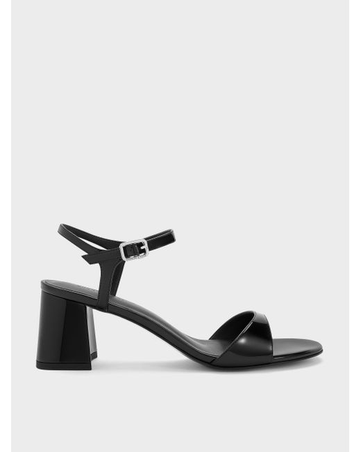 Charles & Keith Multicolor Patent Ankle-Strap Block-Heel Sandals