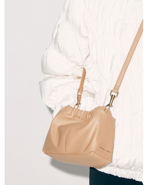 Charles & Keith Natural Ally Ruched Slouchy Chain-handle Bag