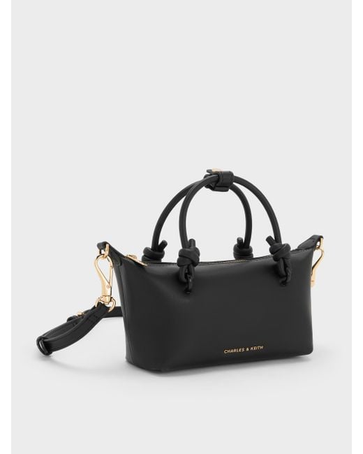 Charles & Keith Black Sammie Knotted-Handle Tote Bag