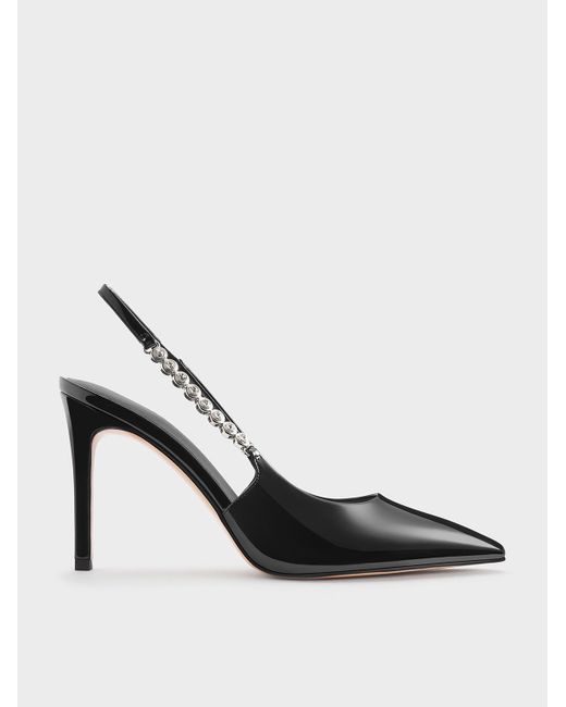 Charles Keith Women's Flores Patent Gem-Strap Slingback Pumps