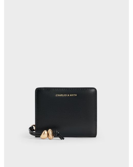 Charles & Keith Black Augustine Sculptural-Detail Small Wallet