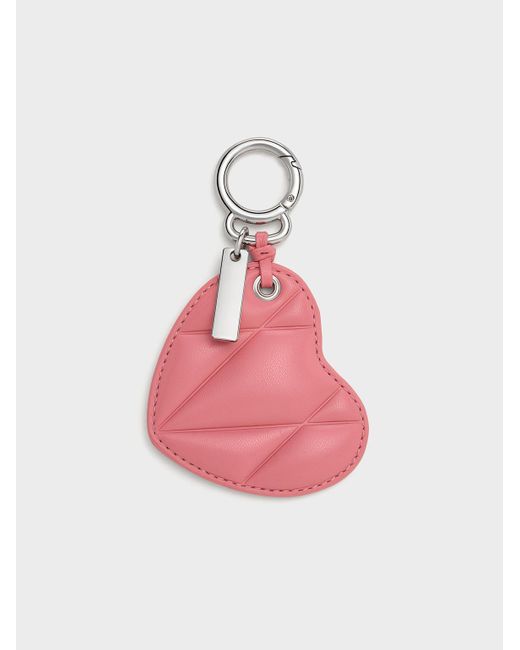 Charles & Keith Pink Heart Quilted Mirror Charm