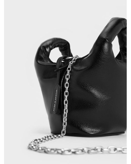 Charles & Keith Black Yama Padded Chain-handle Bag