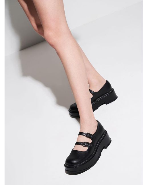 Charles & Keith Frankie Platform Mary Janes in Black - Lyst