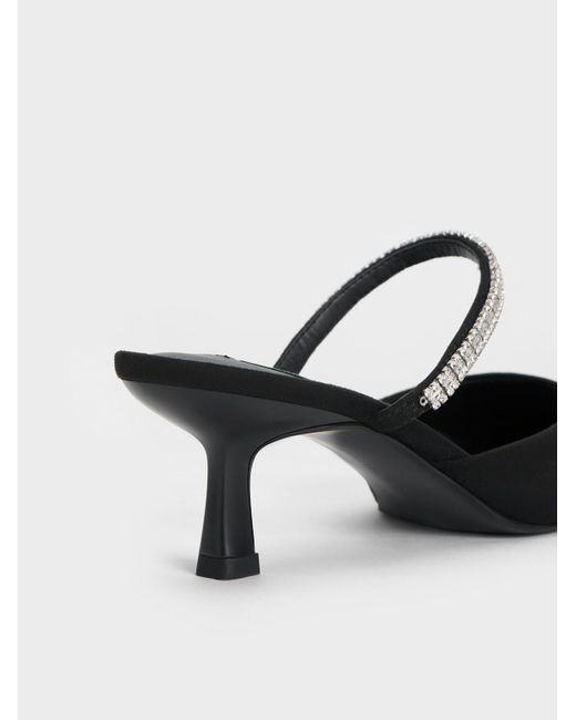 Charles & Keith Gray Ambrosia Textured Gem-embellished Pointed-toe Mules