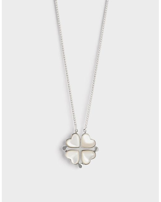 Charles & Keith White Annalise Clover Heart Necklace