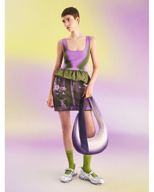 Charles & Keith Purple Toni Gradient Knotted Crescent Hobo Bag