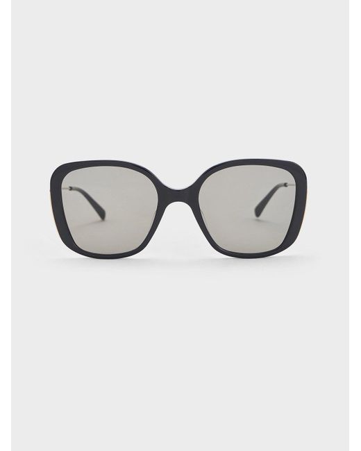 Charles & Keith Gray Recycled Acetate Wide-frame Butterfly Sunglasses