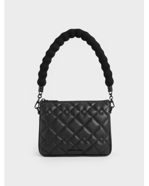 Charles & Keith Lana Quilted Shoulder Bag in Black | Lyst