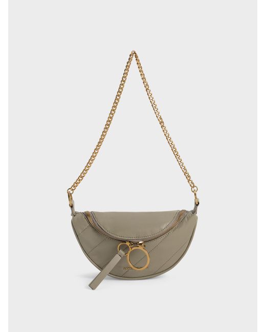 Charles & Keith Philomena Wrinkledeffect Halfmoon Crossbody Bag Lyst