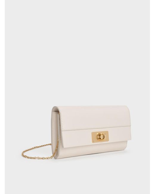 Charles & Keith Natural Lennie Chain-Handle Wallet