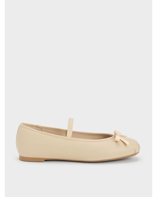 Charles & Keith Natural Kelis Rose-bow Mary Jane Flats