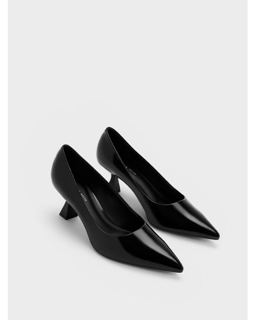 Charles & Keith Black Pointed-toe Flared Pumps