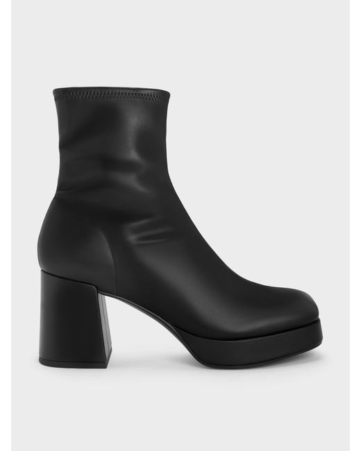 Charles & Keith Black Platform Ankle Boots