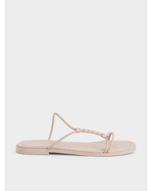Charles & Keith Natural Fianna Twist-Strap Slide Sandals