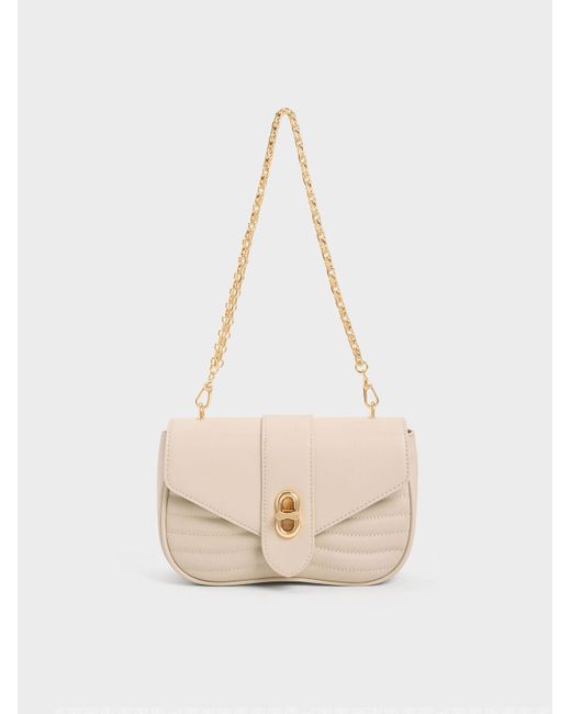 Charles & Keith Natural Aubrielle Panelled Crossbody Bag