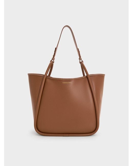 Charles & Keith Red Lyla Tubular Slouchy Tote Bag