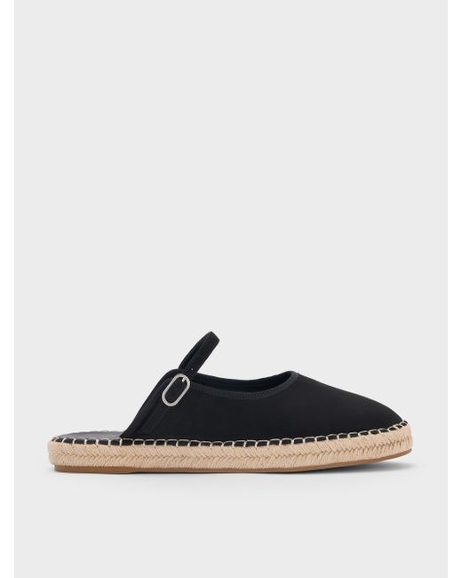 Charles & Keith Blue Bernadine Faux Suede Espadrille Mules