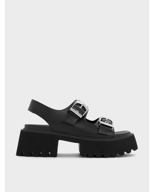 Charles & Keith Black Nadine Slingback Platform Sandals
