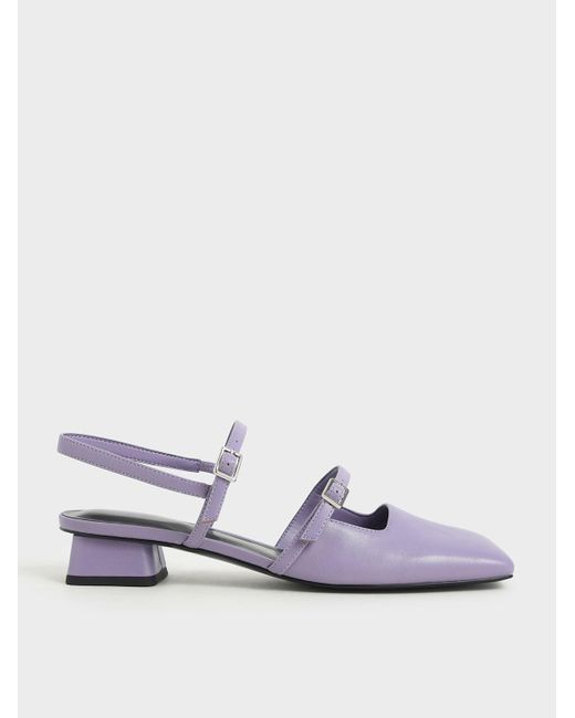 Charles & Keith Purple Square Toe Mary Janes