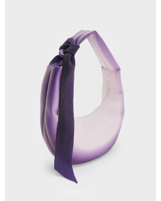 Charles & Keith Purple Toni Gradient Knotted Crescent Hobo Bag