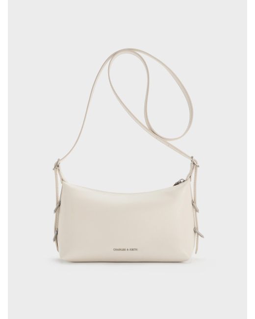 Charles & Keith White Bryna Belted Shoulder Bag