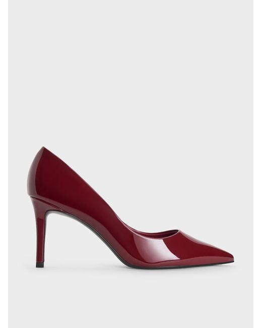 Charles & Keith Red Emmy Patent Pointed Toe Stiletto Pumps