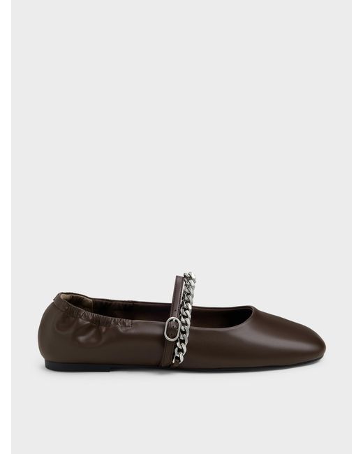 Charles & Keith White Georgie Chain Mary Jane Flats