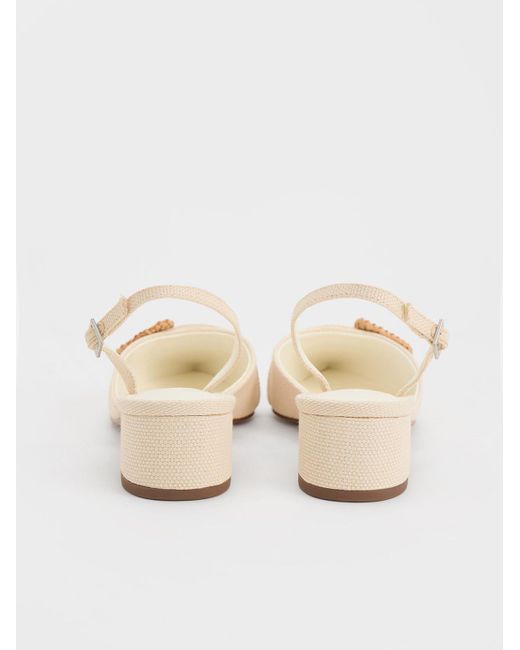 Charles & Keith Natural Woven-buckle Slingback Pumps