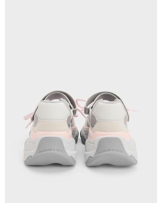 Charles & Keith White Gaskell Metallic Mesh Mary Jane Sneakers