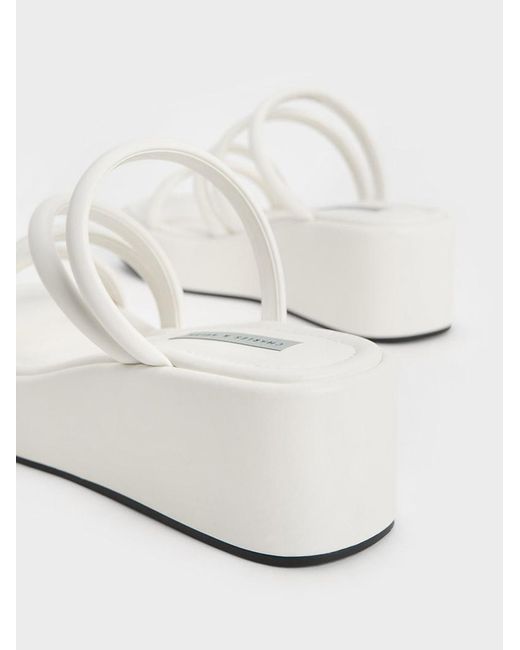 Charles & Keith White Strappy Platform Wedges