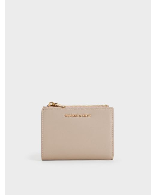 Charles & Keith Natural Harmonee Top-Zip Small Wallet