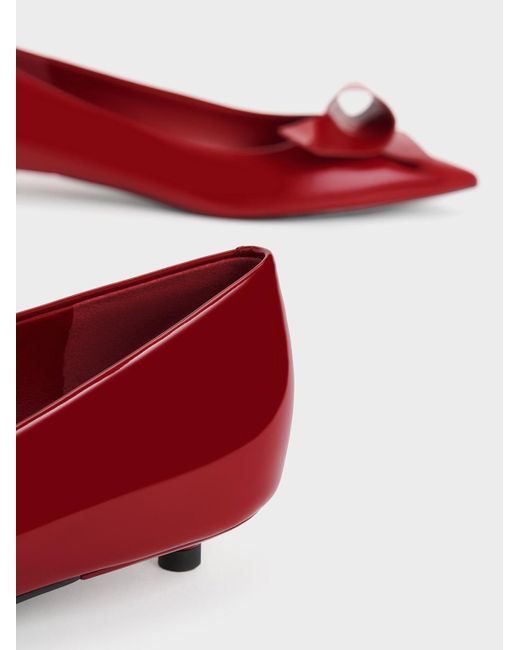 Charles & Keith Red Sculptural Knot Pointed-toe Flats