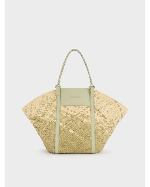 Charles & Keith Metallic Shalia Raffia Basket Bag