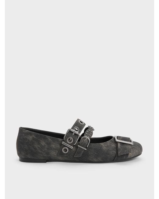 Charles & Keith White Aether Grommet Studded Mary Jane Flats