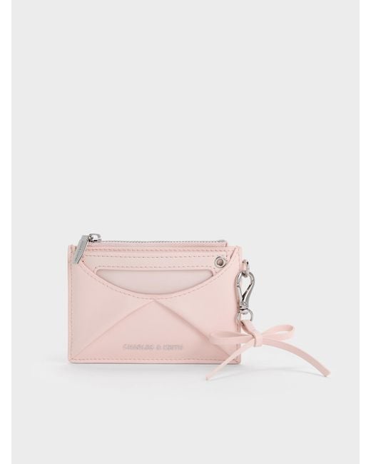 Charles & Keith Pink Hazel Bow Panelled Card Holder